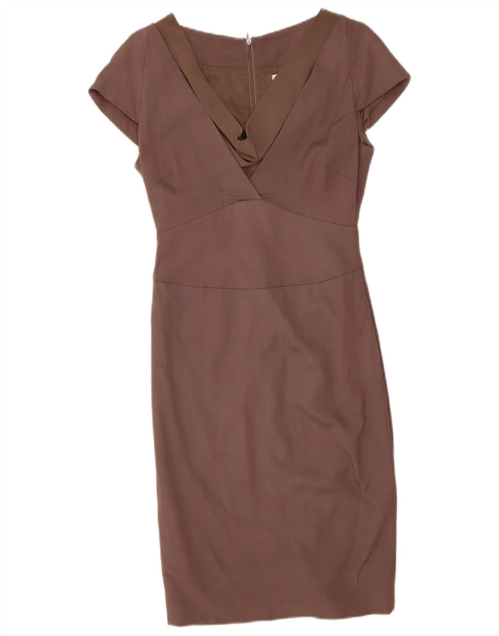 Vestido feminino Reiss com bainha UK 8 pequeno marrom viscose