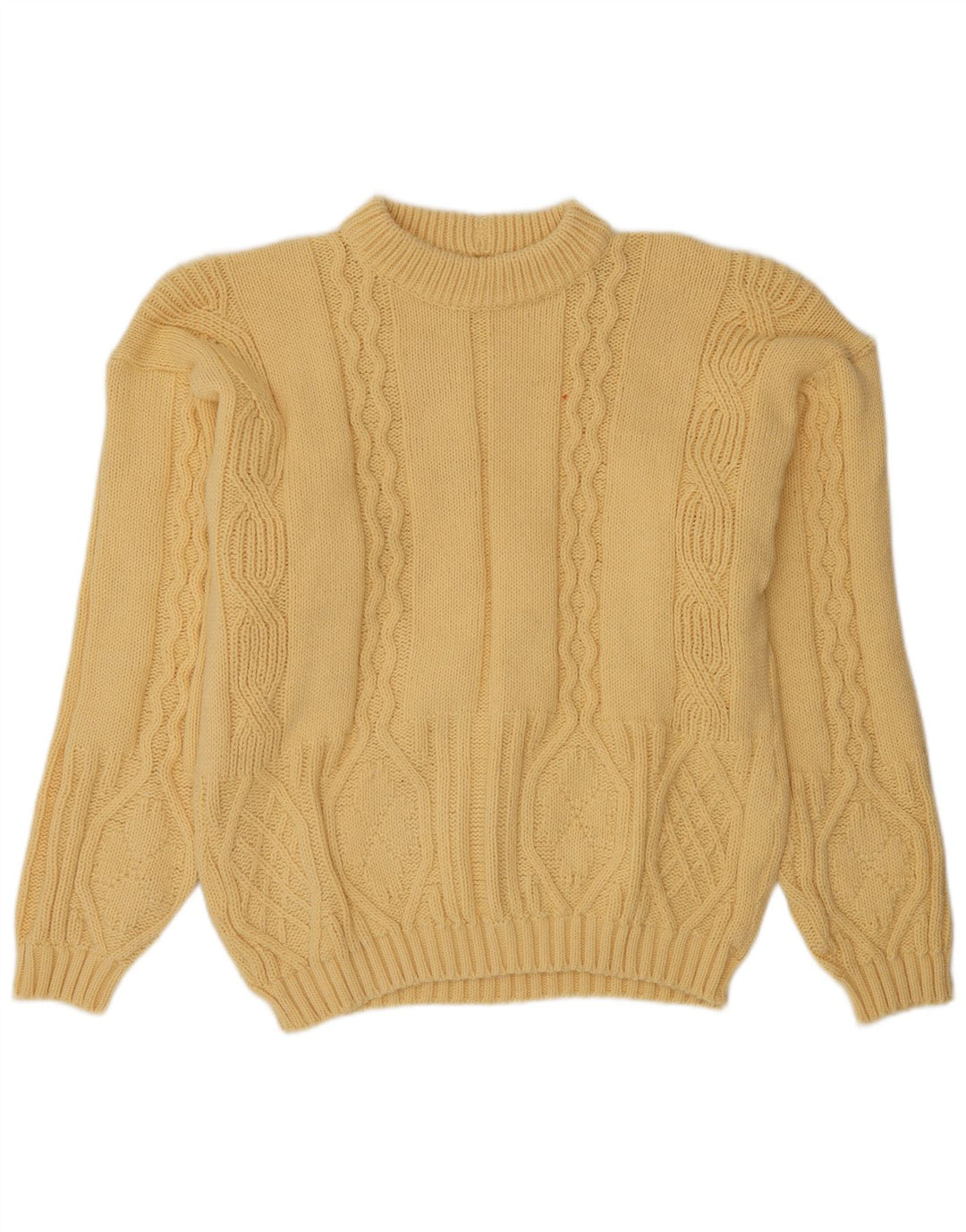 Suéter vintage masculino com gola redonda grande amarelo