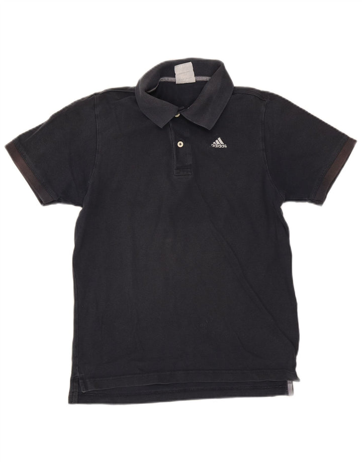 Camisa polo masculina Adidas pequena algodão azul marinho