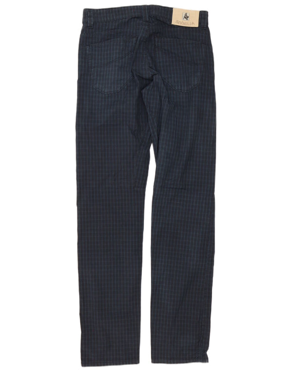 Calça masculina reta casual SIVIGLIA W31 L34 azul marinho xadrez algodão