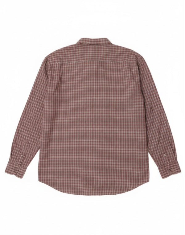 Camisa masculina Harmont & Blaine de ajuste estreito 3XL algodão xadrez Borgonha