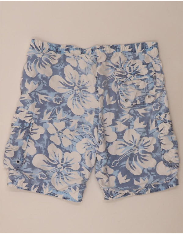 Shorts de natação masculinos da roupa da tripulação XL W38 poliéster floral azul