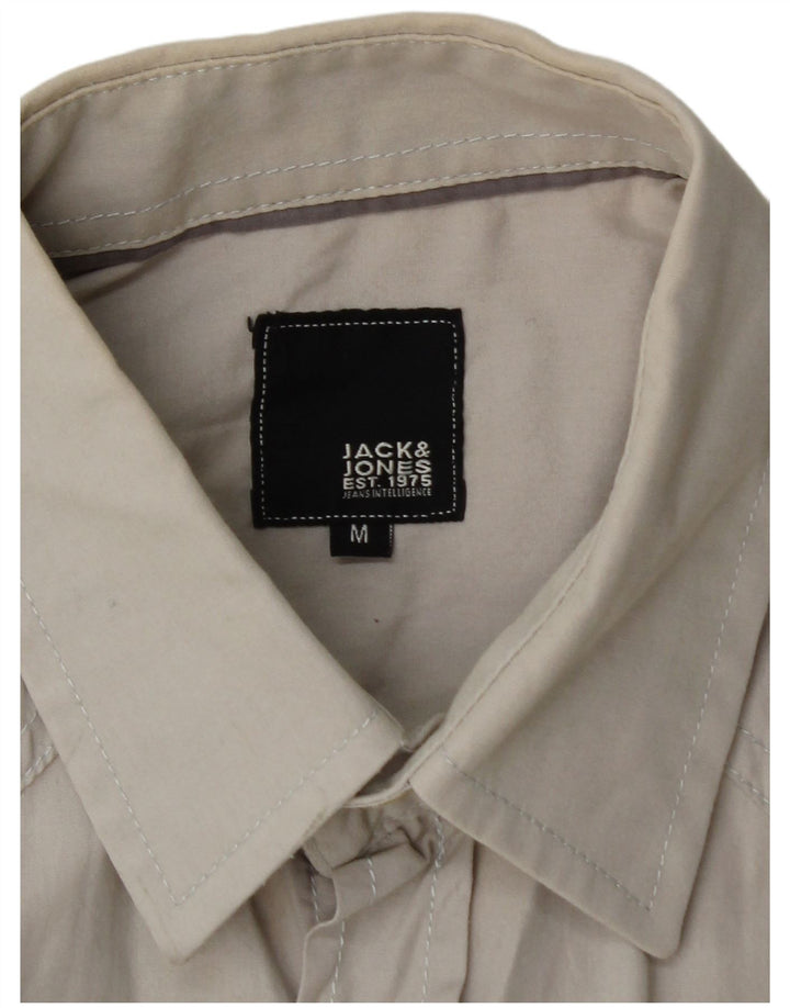 Camisa masculina de manga curta JACK & JONES algodão cinza médio