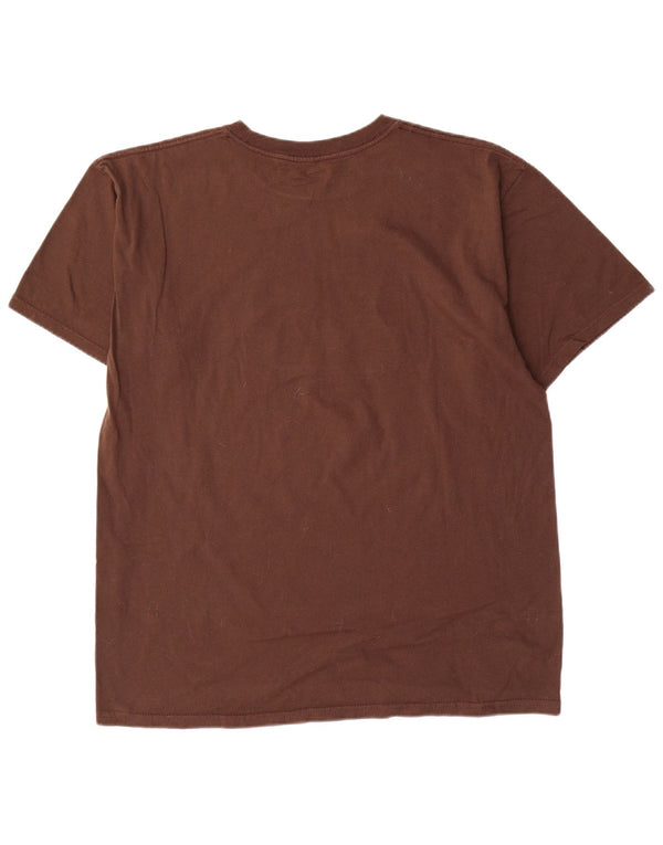 Camiseta masculina Hard Rock Cafe Santo Domingo com estampa gráfica grande de algodão marrom
