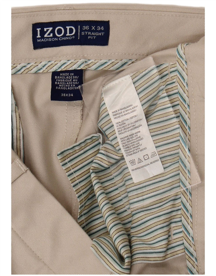 Calça Chino Masculina Reta IZOD W34 L30 Algodão Bege