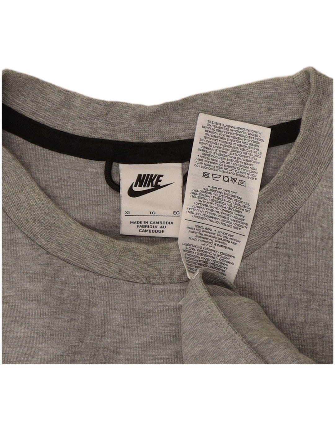 NIKE Masculino Top Manga Longa XL Cinza Algodão