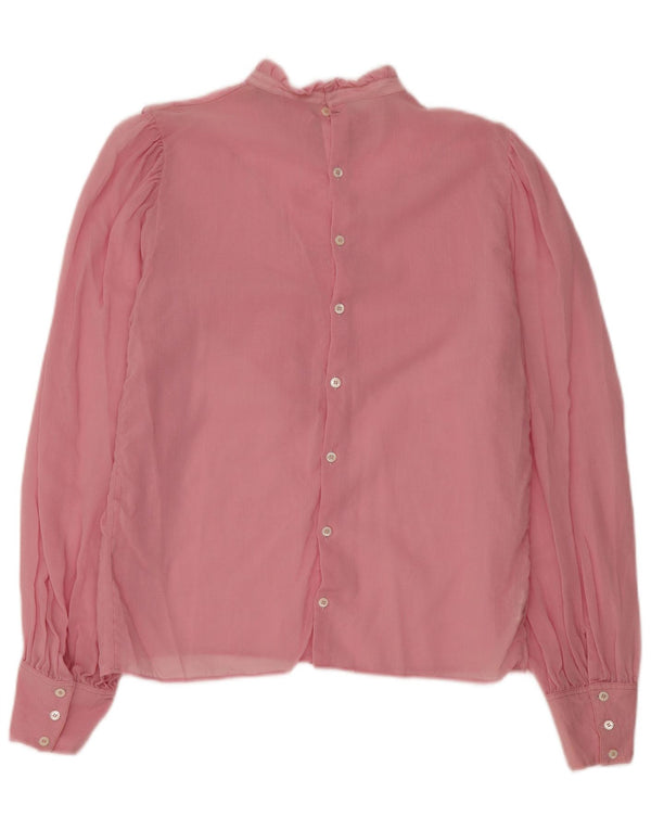Blusa feminina vintage de manga comprida UK 14 lã rosa médio