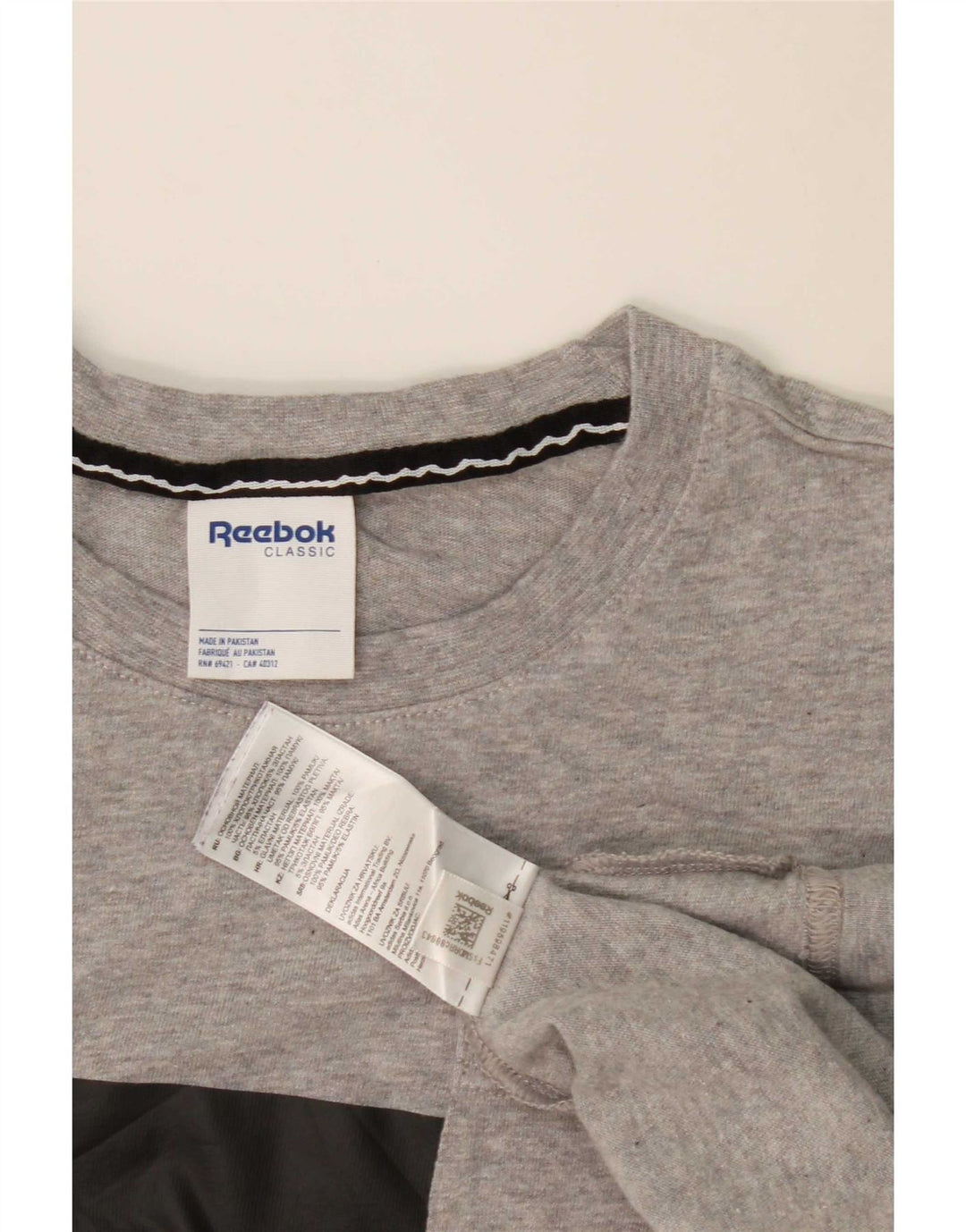 Camiseta masculina Reebok grande algodão colorblock cinza