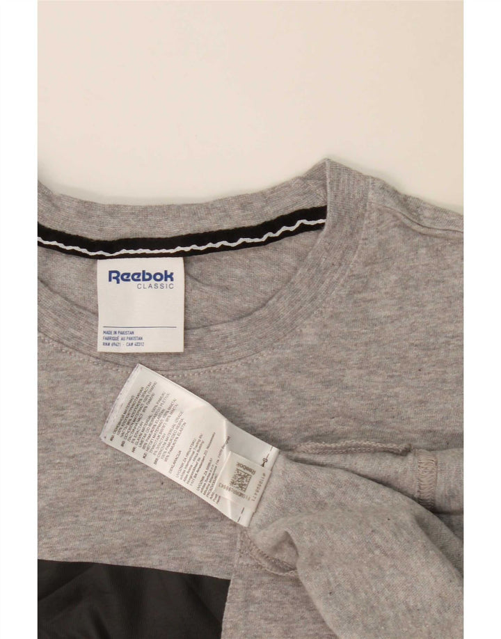 Camiseta masculina Reebok grande algodão colorblock cinza