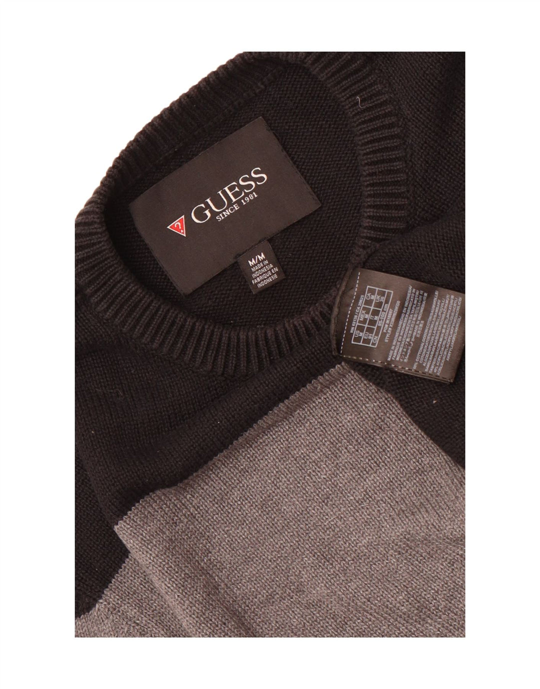 Suéter masculino Guess com gola redonda, algodão colorblock preto médio