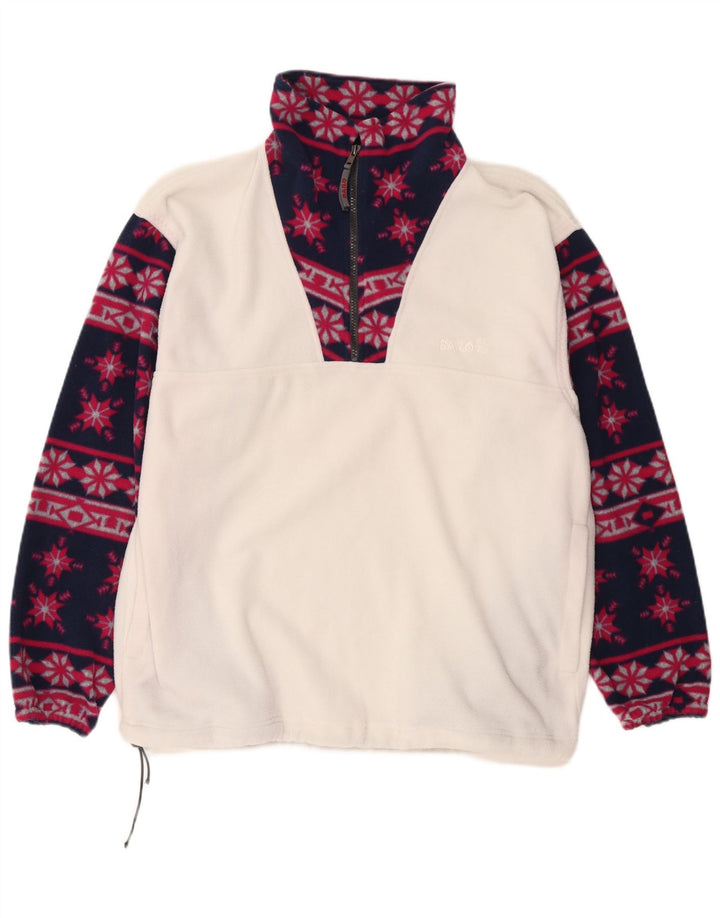 BAILO Suéter masculino de lã com zíper e gola XL branco Fair Isle poliéster