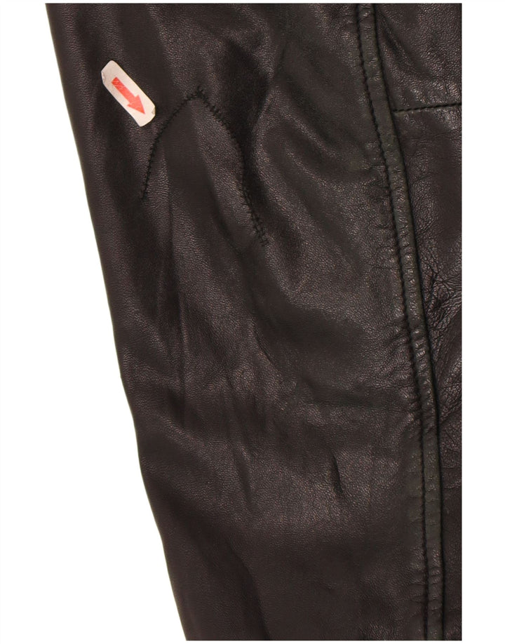 Jaqueta masculina de couro com capuz Conbipel IT 50 grande pele de cordeiro preta