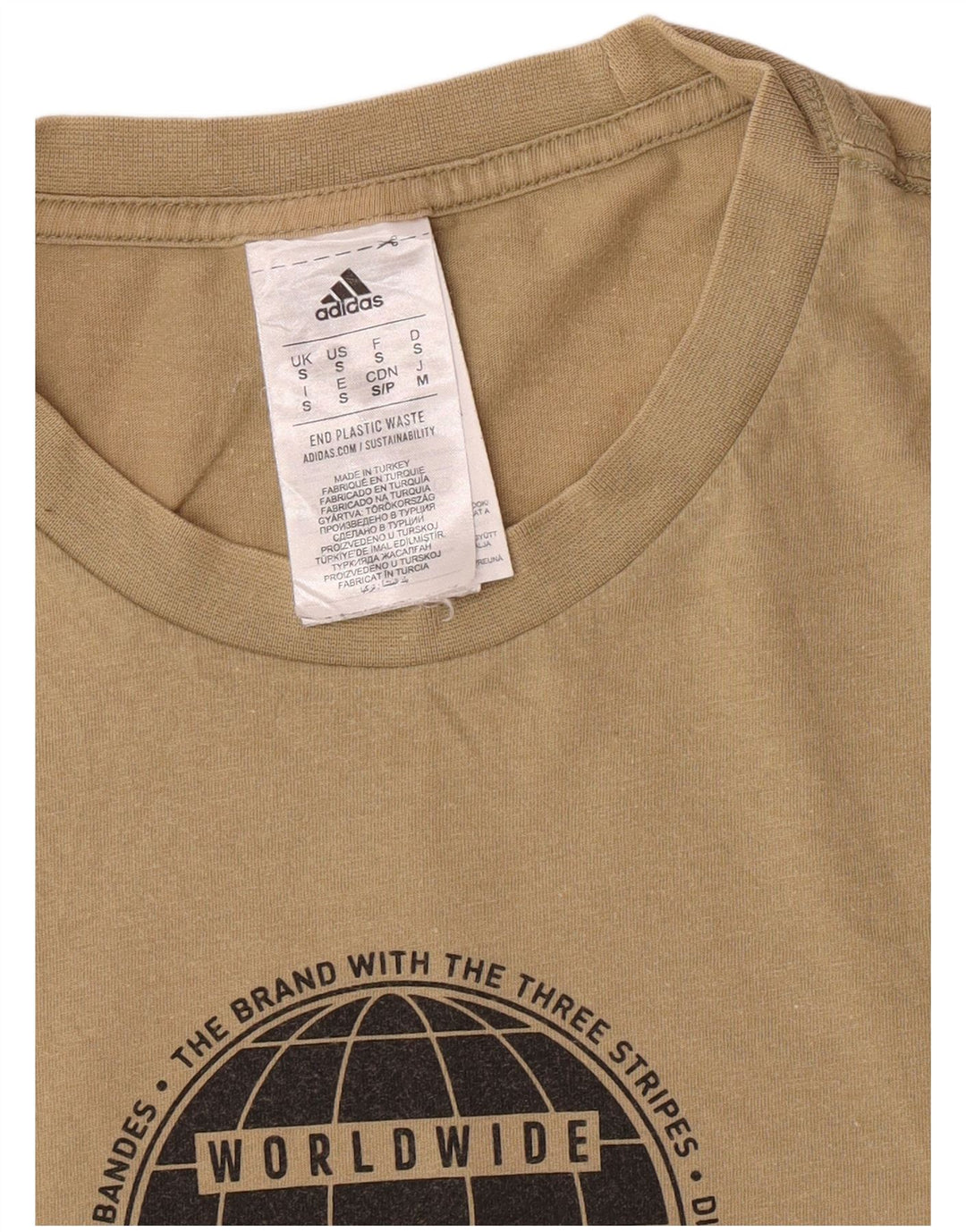 Camiseta Adidas Masculina Regular Graphic Top Pequeno Algodão Cáqui