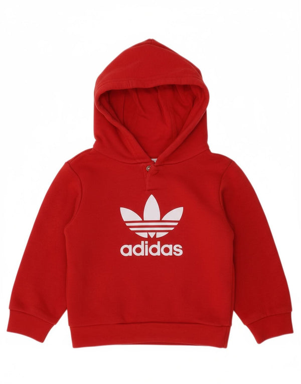Suéter com capuz gráfico ADIDAS para meninas de 6 a 9 meses em algodão vermelho