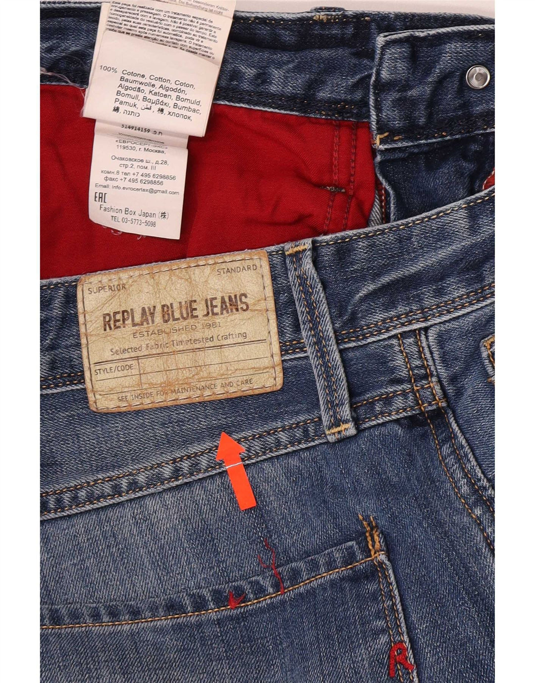 Replay Jeans Slim Masculino W32 L32 Azul Algodão