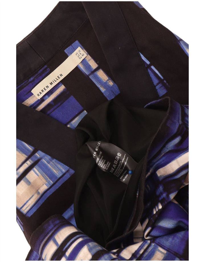 Vestido básico feminino sem mangas Karen Millen Reino Unido 12 azul médio geométrico