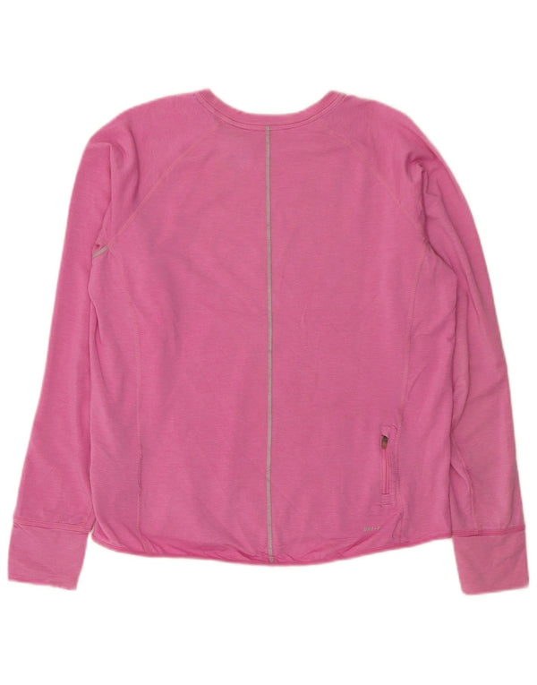 NIKE Mulheres Dri Fit Top Manga Longa UK 18 XL Rosa Lyocell