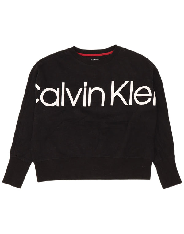 Calvin Klein moletom feminino gráfico oversized jumper UK 14 médio preto