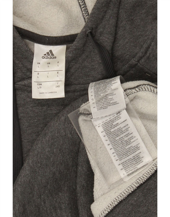 Adidas Mens Hoodie Jumper Grande Algodão Cinza