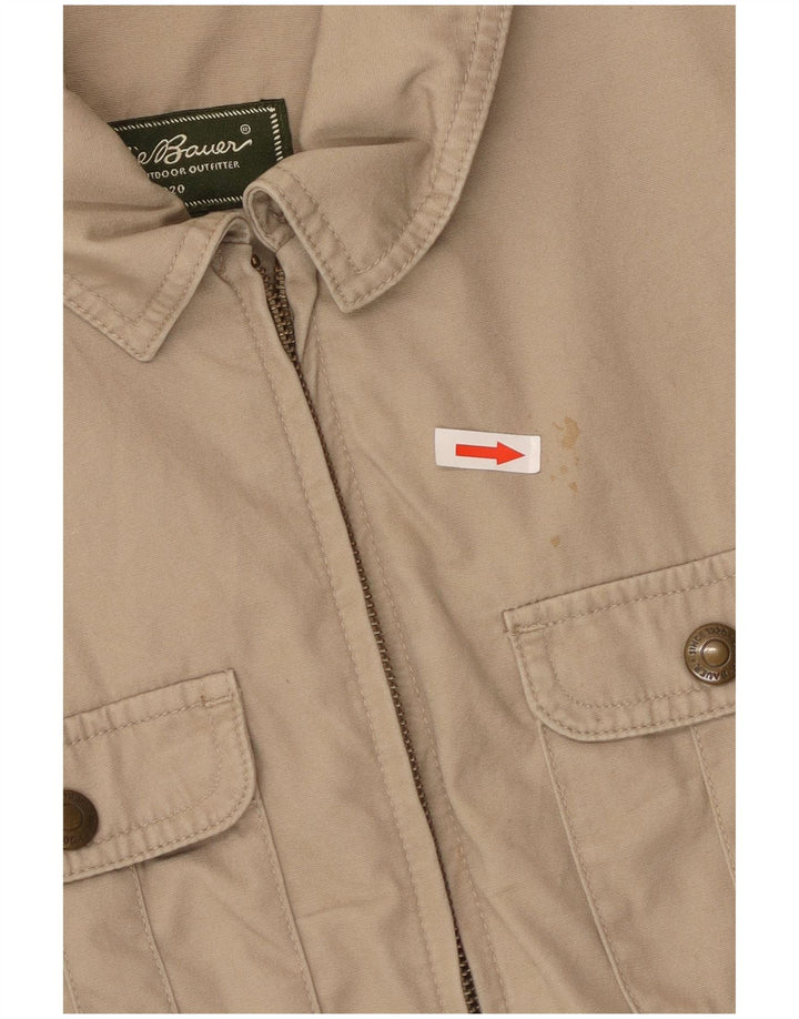 Jaqueta utilitária feminina Eddie Bauer UK 12 algodão bege médio