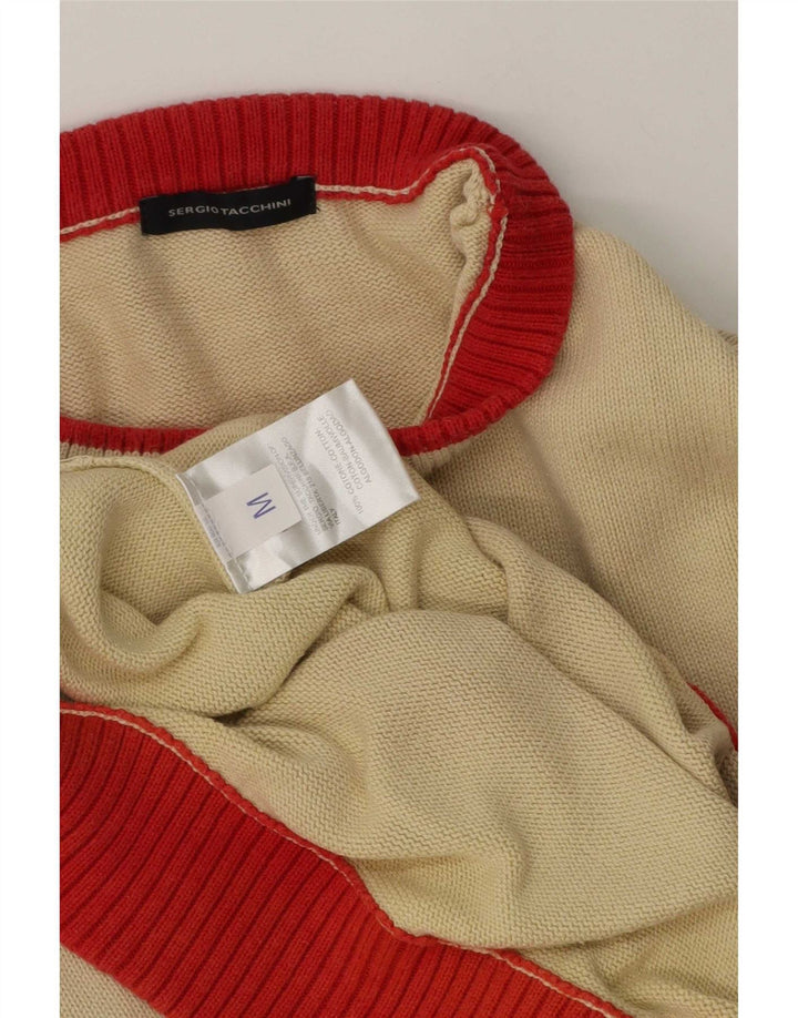 Suéter masculino Sergio Tacchini com gola redonda, algodão bege médio