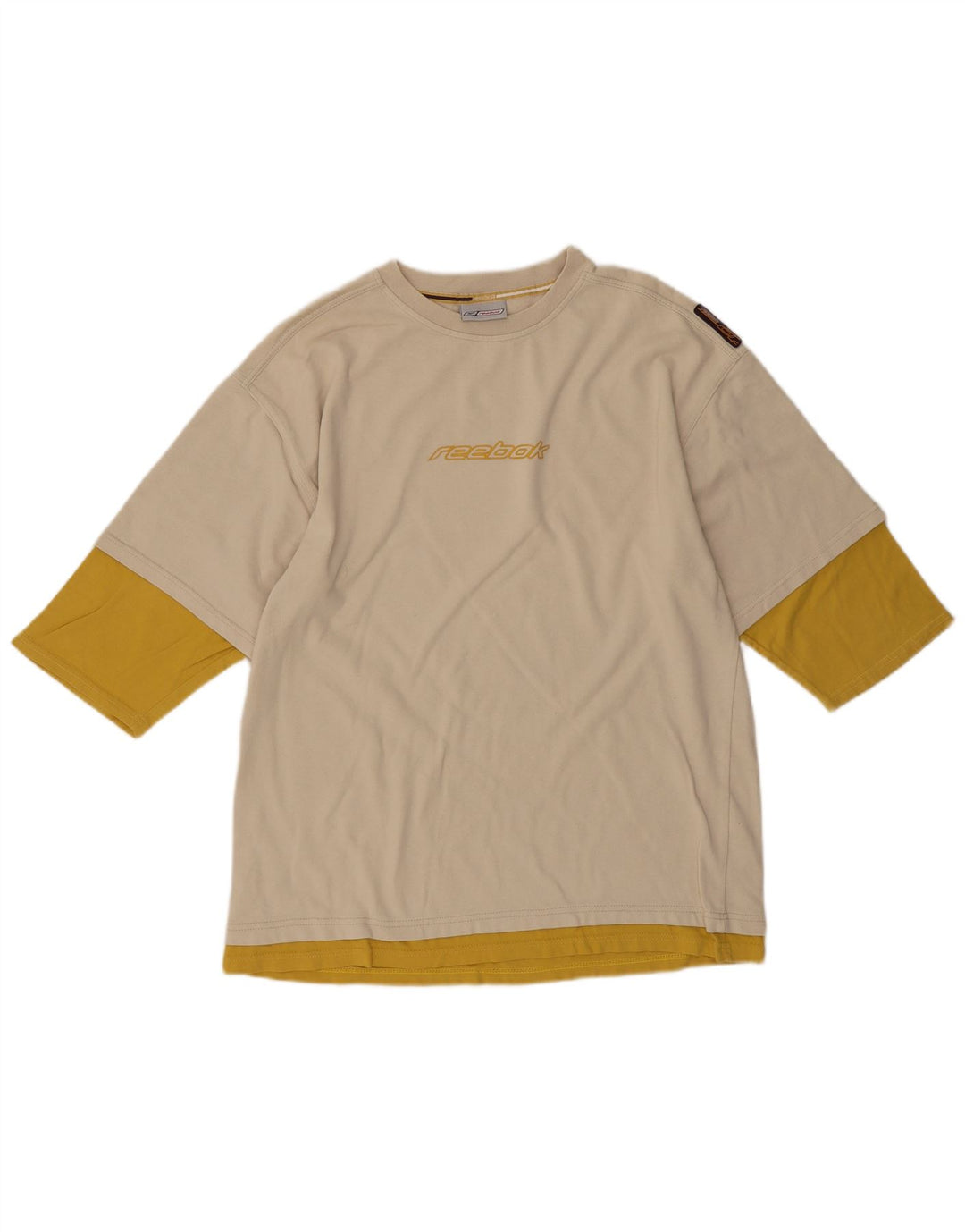 Camiseta gráfica masculina REEBOK Top médio bege colorblock