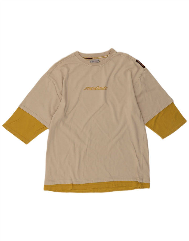 Camiseta gráfica masculina REEBOK Top médio bege colorblock