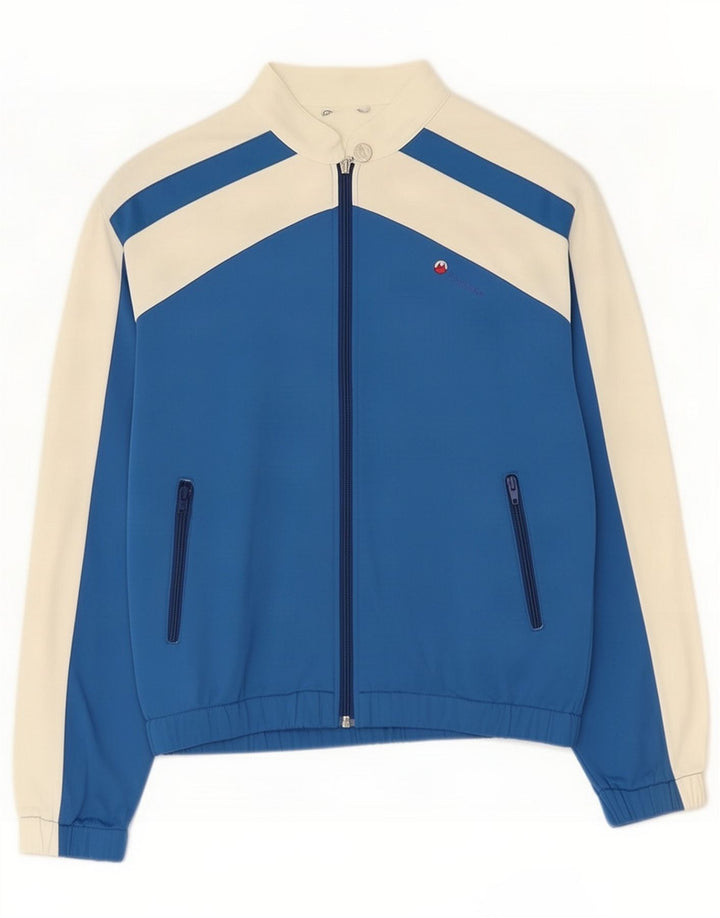 Jaqueta superior de agasalho masculino vintage médio azul colorblock poliamida