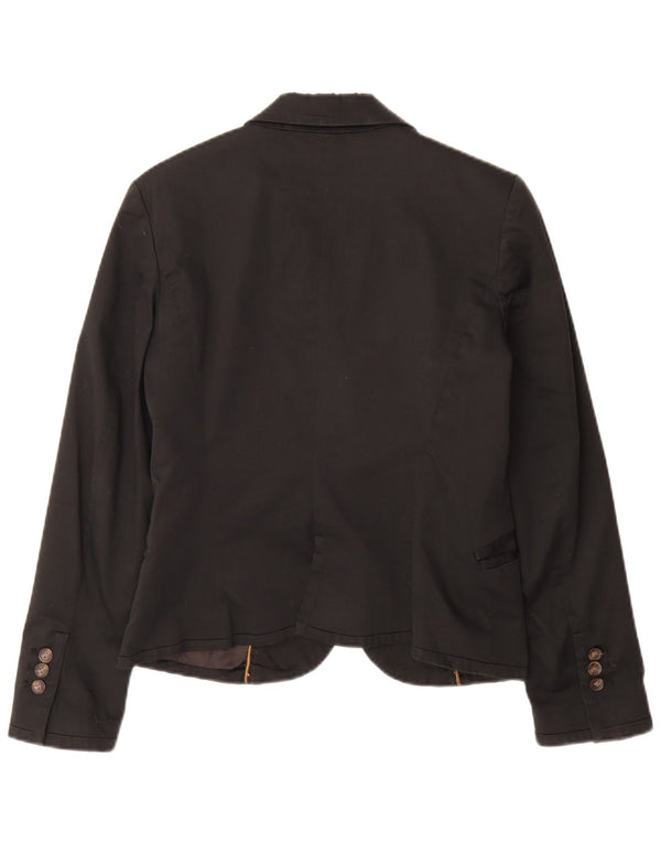 Jaqueta blazer feminina Zara com 2 botões Reino Unido 14 grande algodão preto