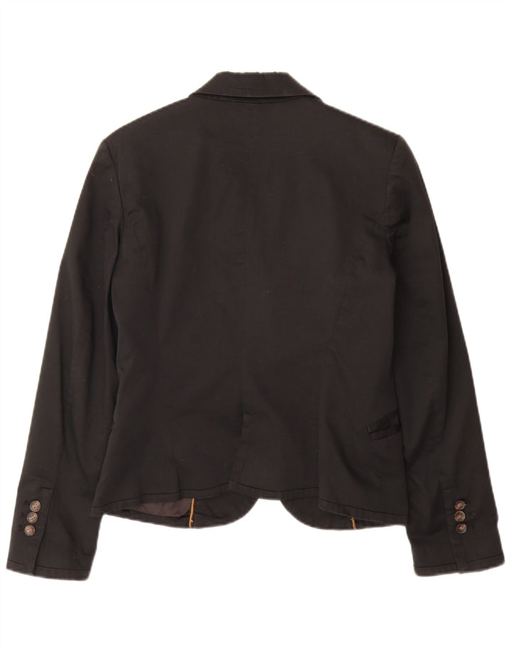 Jaqueta blazer feminina Zara com 2 botões Reino Unido 14 grande algodão preto