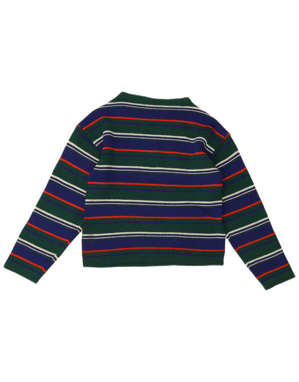 Suéter feminino vintage com gola tartaruga IT 42 listrado verde médio