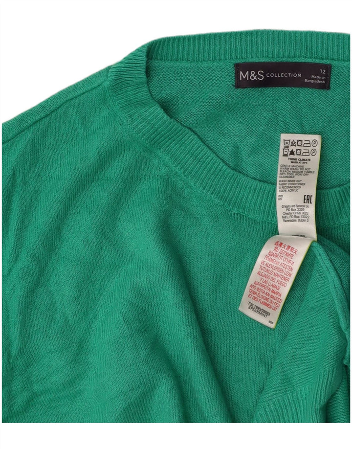 Suéter feminino MARKS & SPENCER com gola redonda Reino Unido 12 acrílico verde médio