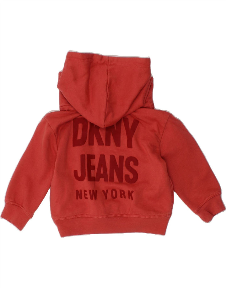DKNY Baby Girls Graphic Hoodie Jumper 9-12 Months Red Cotton Vintage Dkny and Second-Hand Dkny from Messina Hembry 