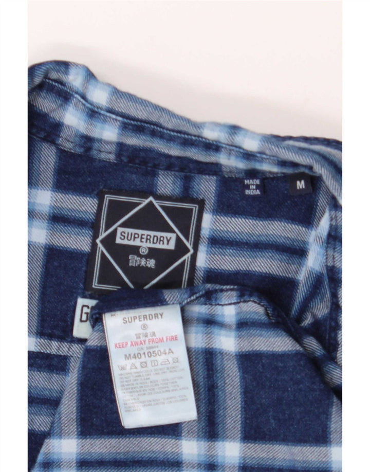 Camisa de flanela masculina Superdry Algodão azul marinho médio