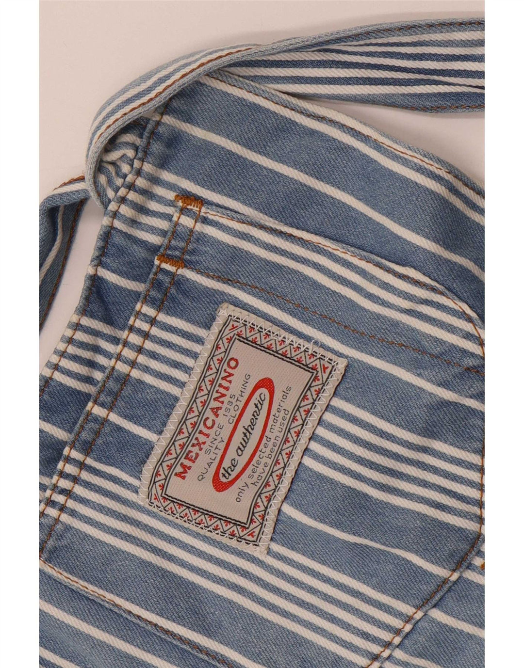 Shorts feminino vintage W28 listrado azul médio