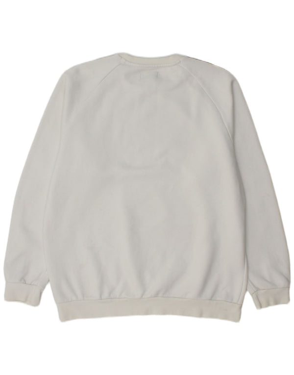 Adidas Mens Graphic Moletom Jumper Grande Branco Colorblock Algodão