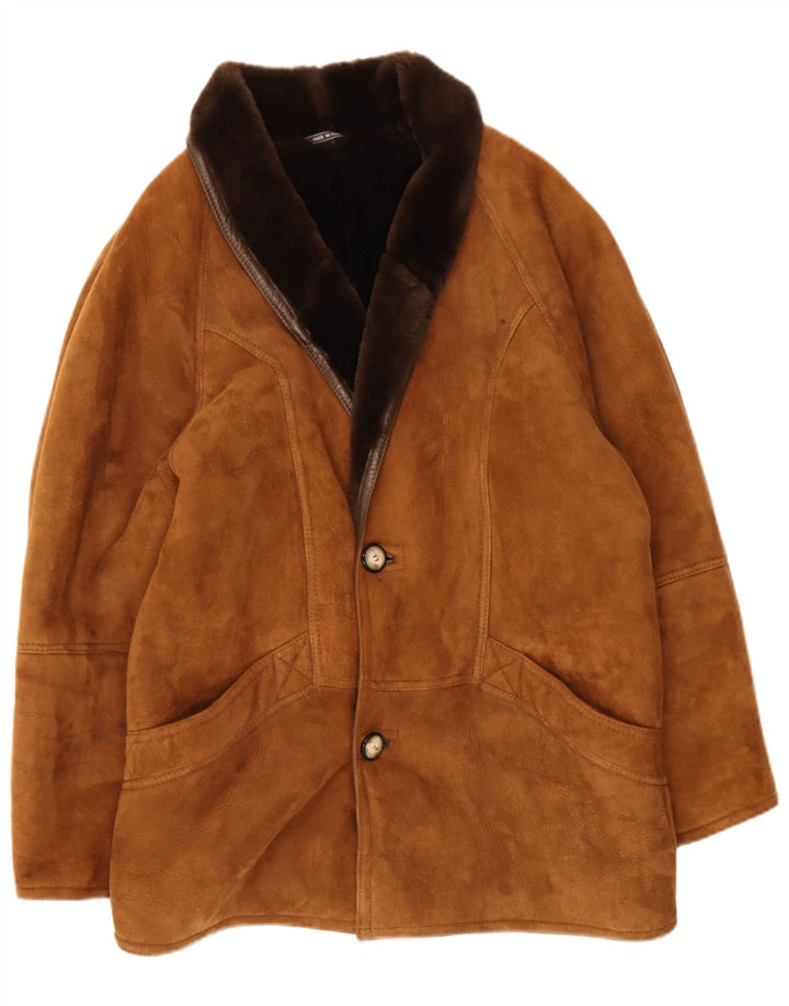 Jaqueta masculina vintage Shearling IT 48 marrom médio