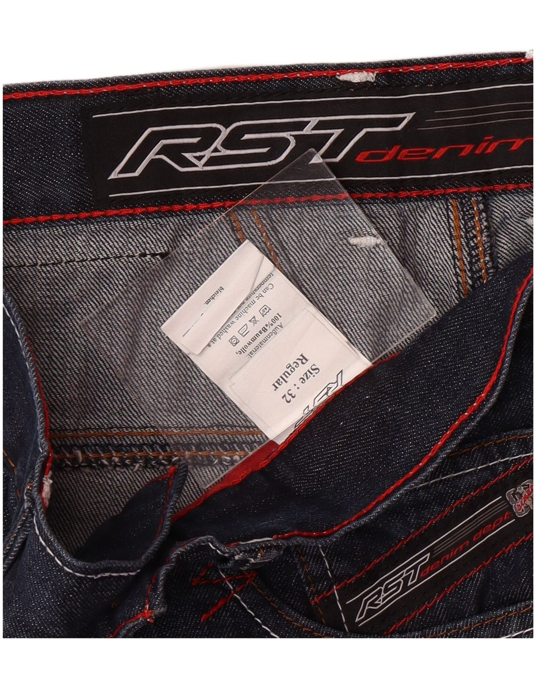 RST Jeans retos femininos regulares W32 L31 algodão azul marinho