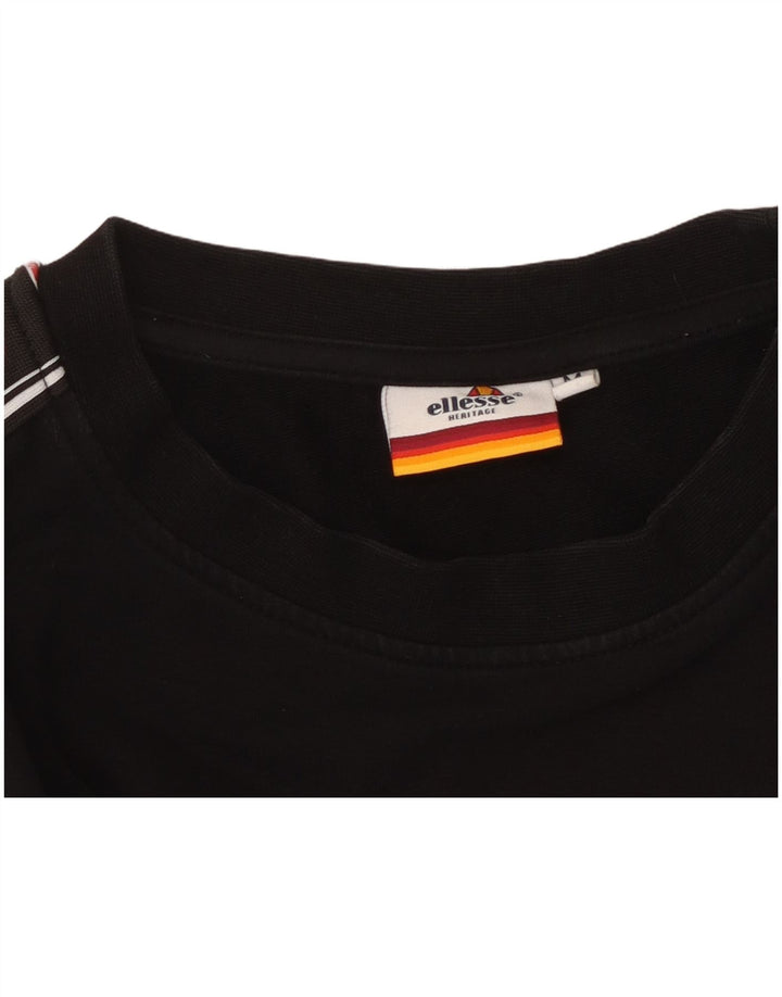 ELLESSE Suéter feminino Heritage Graphic Suéter Reino Unido 14 Médio Preto