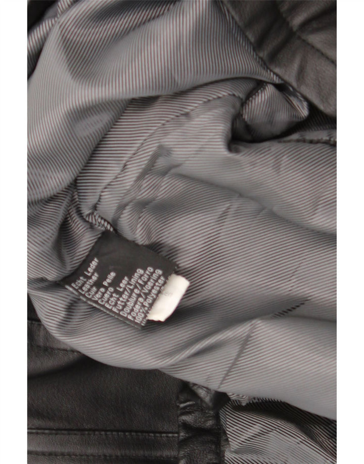 Casaco de couro masculino vintage UK 44 2XL preto