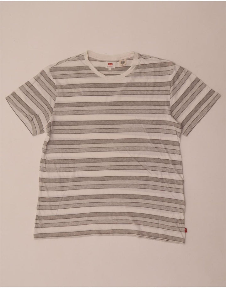 Camiseta masculina Levi's grande algodão listrado cinza