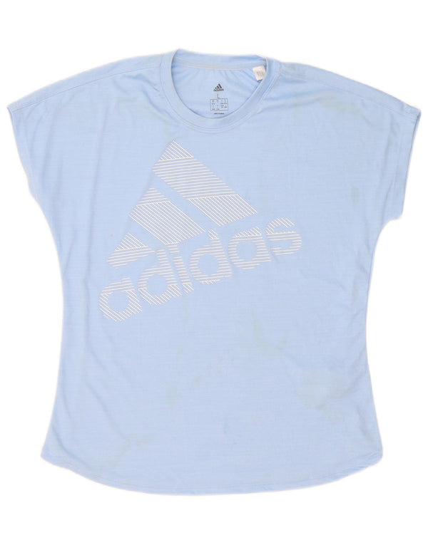 Adidas Camiseta Feminina Graphic Top UK 16/18 Grande Azul Poliéster