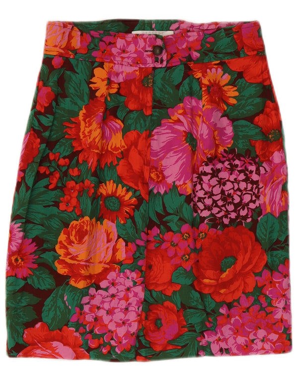 Saia lápis feminina Marella UK 12 médio W28 algodão floral multicolorido