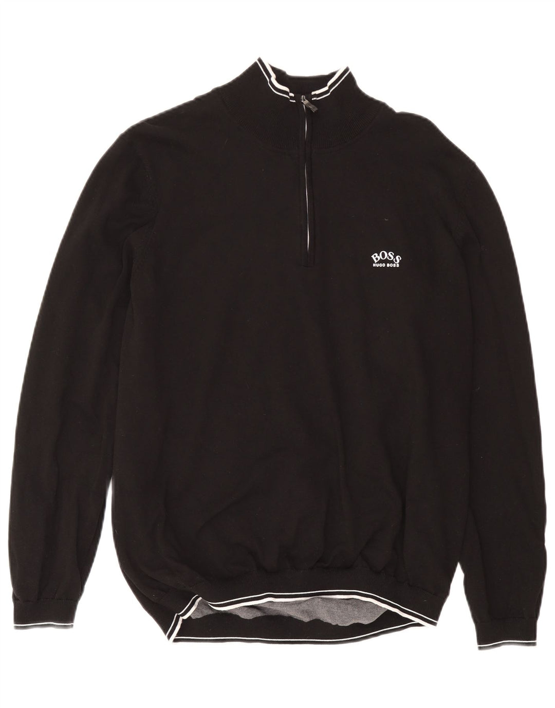 Suéter masculino Hugo Boss com zíper e gola 2XL de algodão preto