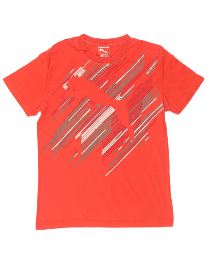 Puma Mens Graphic T-Shirt Top Pequeno Listrado Vermelho