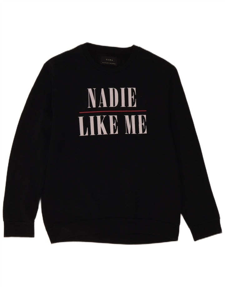Zara moletom gráfico masculino jumper grande preto