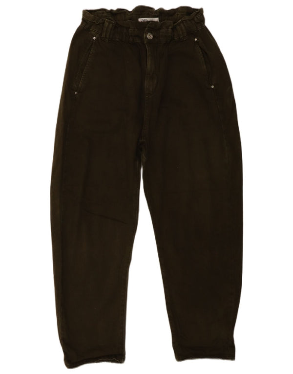 Calça jeans feminina Zara com corte solto e cintura alta EU 40 médio W30 L25 cáqui