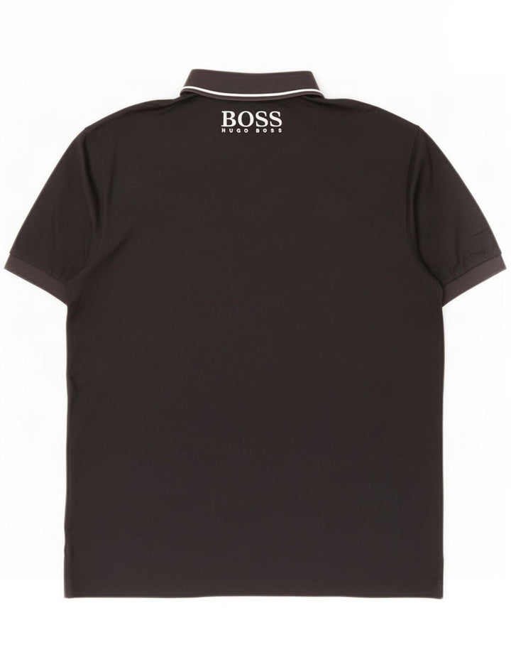 Camisa pólo gráfica masculina Hugo Boss, bloco colorido preto médio