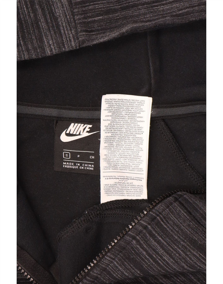 Suéter masculino Nike com capuz e zíper pequeno algodão manchado cinza