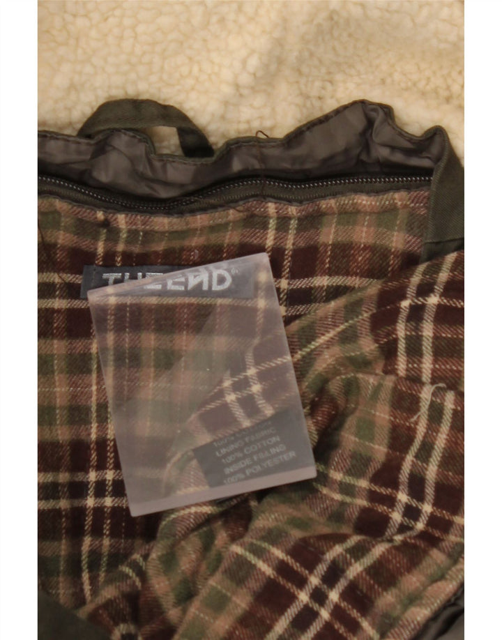 Jaqueta Parka masculina VINTAGE com capuz Reino Unido 40 algodão cáqui grande